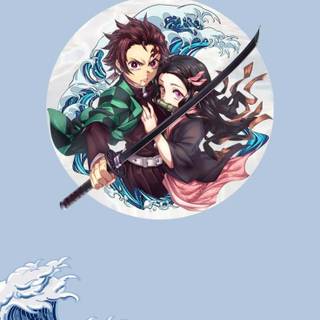 Blue anime Demon Slayer wallpaper