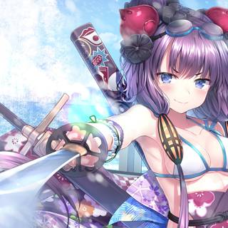 Anime girl katana 4k wallpaper