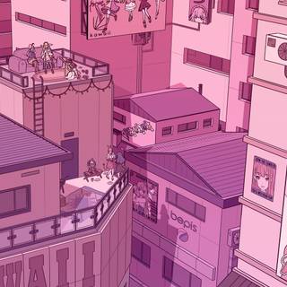 Pink lofi desktop wallpaper