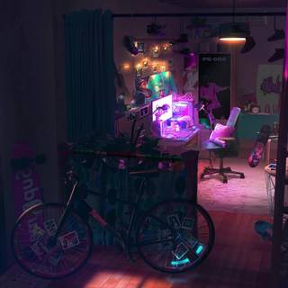 Pink lofi desktop wallpaper