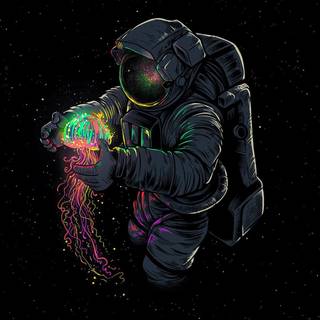 Neon planets wallpaper