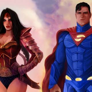Wonder Woman and Superman wallpaper