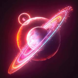 Neon planets wallpaper
