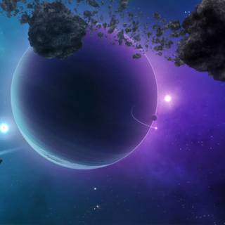 Neon planets wallpaper