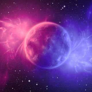 Neon planets wallpaper