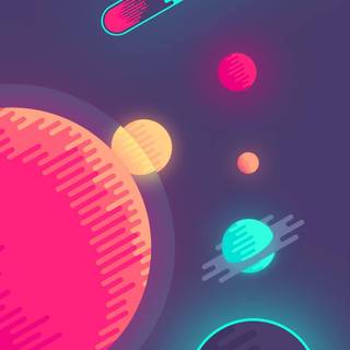 Neon planets wallpaper