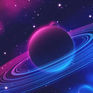 Neon planets wallpaper