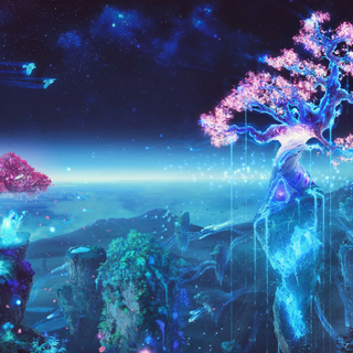 Neon planets wallpaper