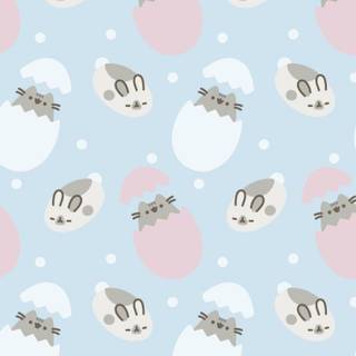 Cute cat and bunny Easter wallpaper