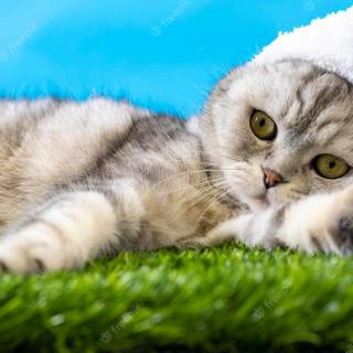 Cute cat and bunny Easter wallpaper