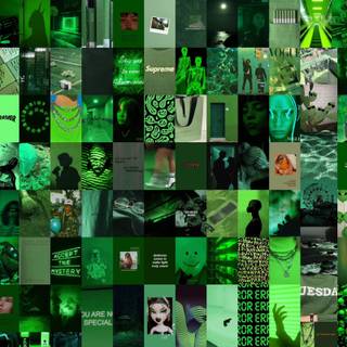 Dark green collage wallpaper