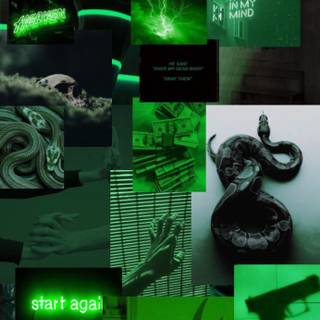 Dark green collage wallpaper