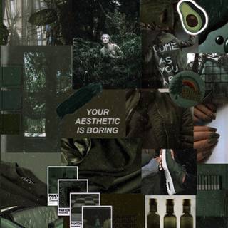Dark green collage wallpaper