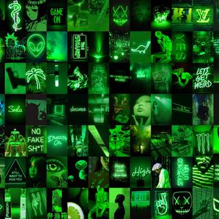 Dark green collage wallpaper