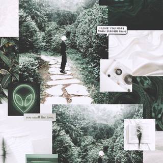 Dark green collage wallpaper