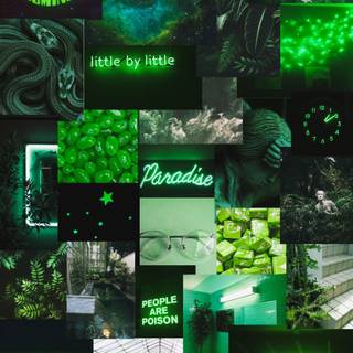 Dark green collage wallpaper