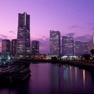 Purple city desktop wallpaper