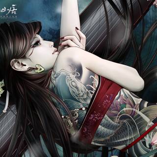 Tattoo girl anime wallpaper