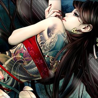 Tattoo girl anime wallpaper