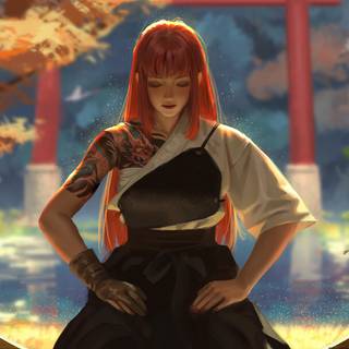 Tattoo girl anime wallpaper