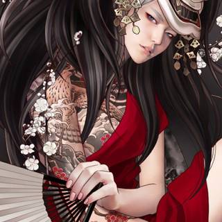 Tattoo girl anime wallpaper