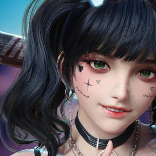 Tattoo girl anime wallpaper