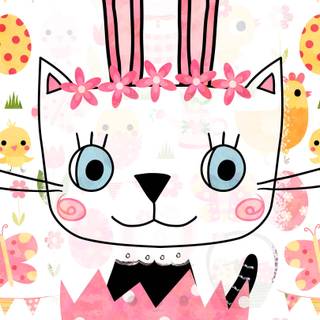 Easter cat and bunny wallpaper