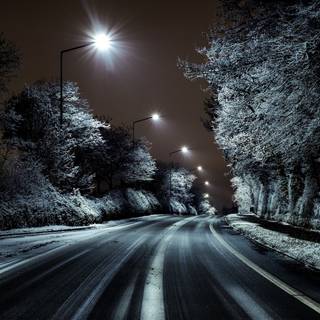 Dark winter road way wallpaper