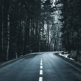 Dark winter road way wallpaper