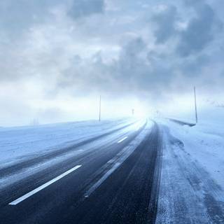 Natural winter road way wallpaper