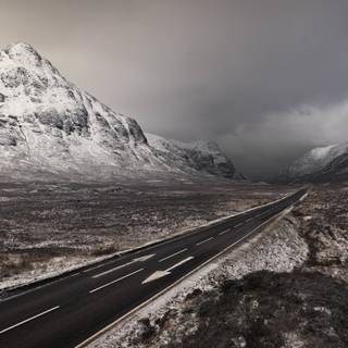 Dark winter road way wallpaper