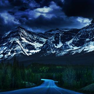 Natural winter road way wallpaper