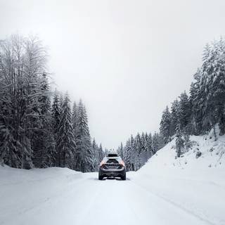 Dark winter road way wallpaper