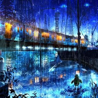 Rainy train wallpaper