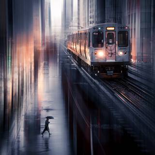 Rainy train wallpaper
