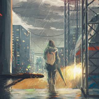 Rainy train wallpaper