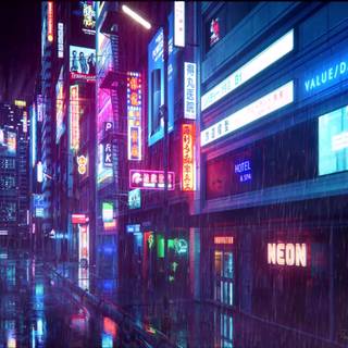 Neon town wallpaper
