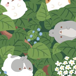 Cartoon animal spring wallpaper