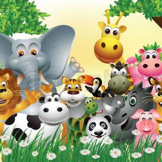 Cartoon animal spring wallpaper
