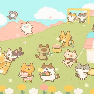 Cartoon animal spring wallpaper