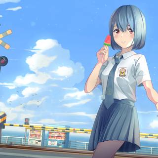 Anime girl summer wallpaper