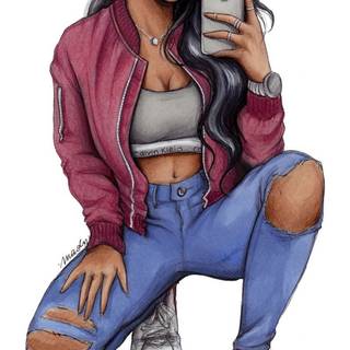 Cartoon drawing girl wallpaper