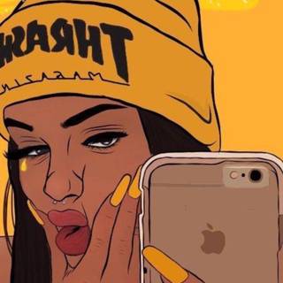 Aesthetic cartoon iPhone wallpaper