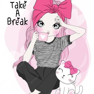 Cartoon drawing girl wallpaper