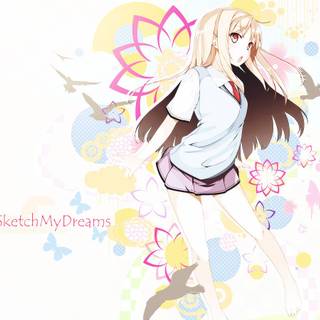 Cartoon drawing girl wallpaper