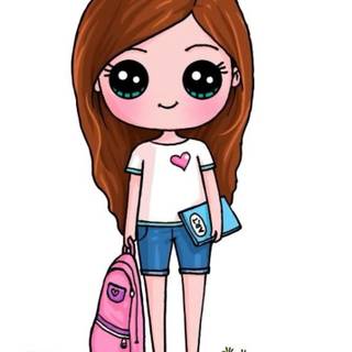 Cartoon drawing girl wallpaper