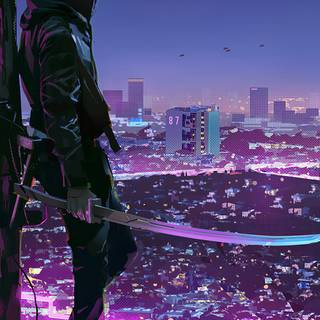 Neon samuari wallpaper