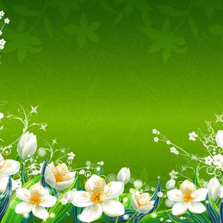Green spring floral wallpaper