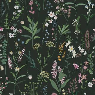 Green spring floral wallpaper