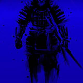 Samurai blue wallpaper